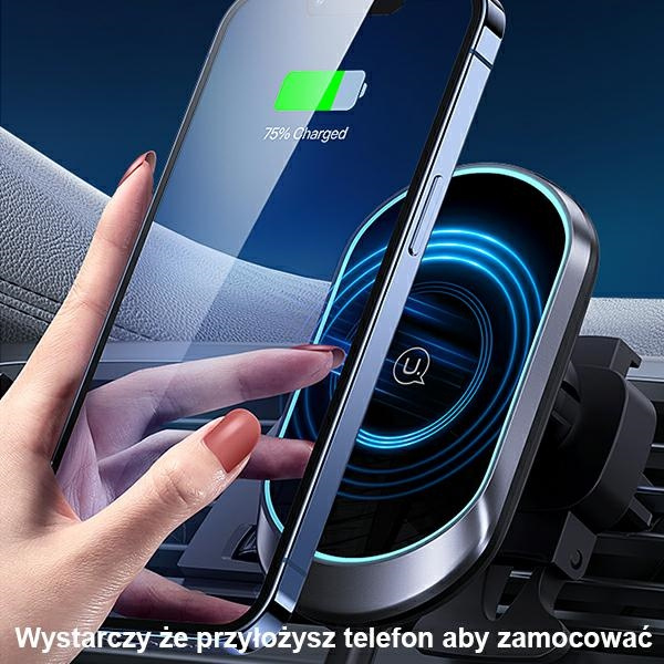 USAMS Magnetyczny uchwyt indukcyjny Wireless Charging 15W do kratki went. czarny/black CD182ZJ01 (US-CD182)
