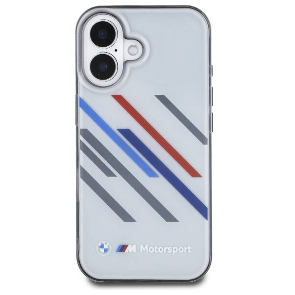 Etui BMW iPhone 16 Plus 6.7" szary/grey hardcase Motosport IML Random Stripes