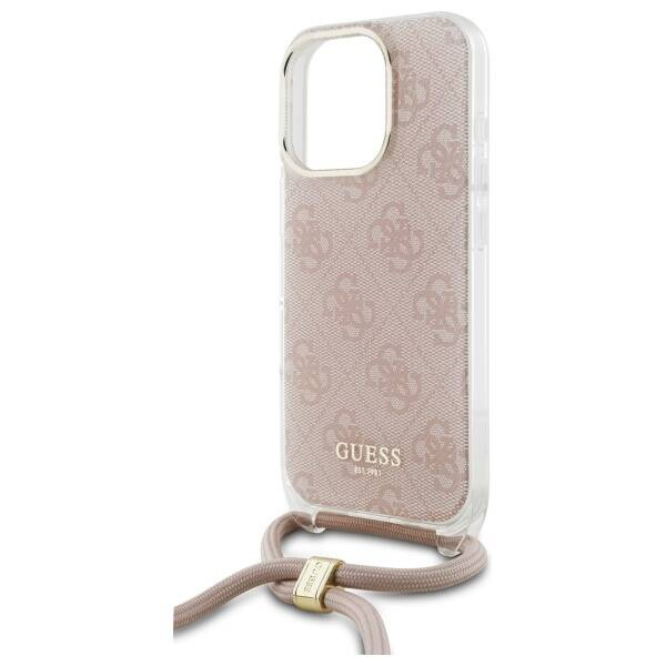 Etui Guess iPhone 16 Pro różowy/pink hardcase Crossbody Cord 4G Print