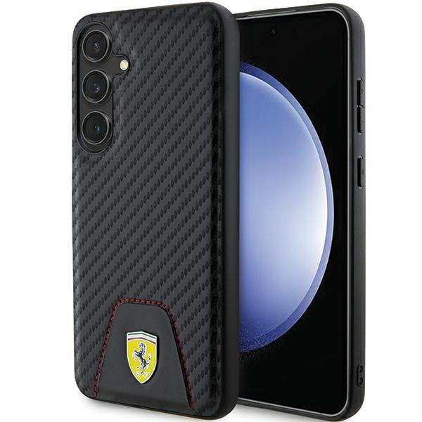 Etui FerrariFEHCS24MN3PUK Samsung Galaxy S24+ S926 czarny/black hardcase Carbon Stitched Bottom Case