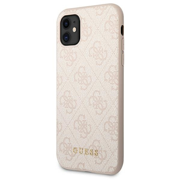 Etui GUESS Apple iPhone 11 4G Metal Gold Logo Różowy Hardcase
