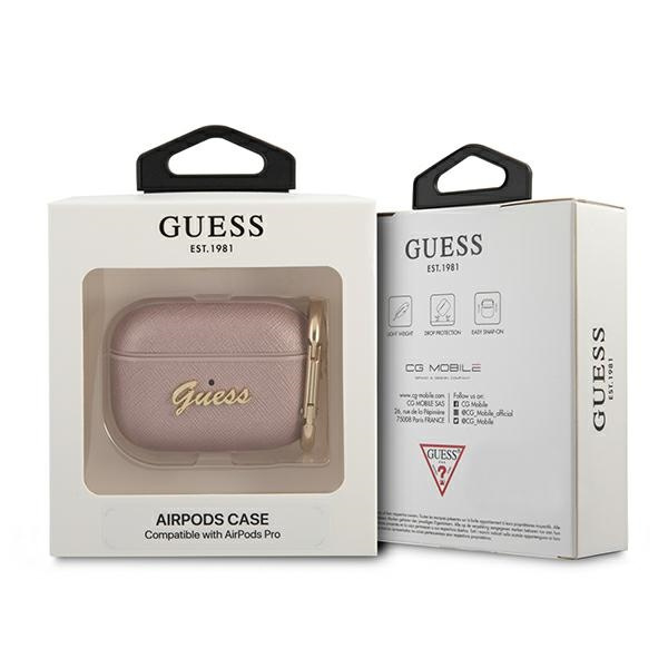 Etui GUESS Apple AirPods Pro Saffiano Script Metal Collection Różowy Case