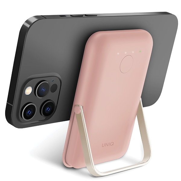 UNIQ Powerbank Hoveo 5000mAh USB-C 20W PD Fast charge Wireless Magnetic różowy/blush pink
