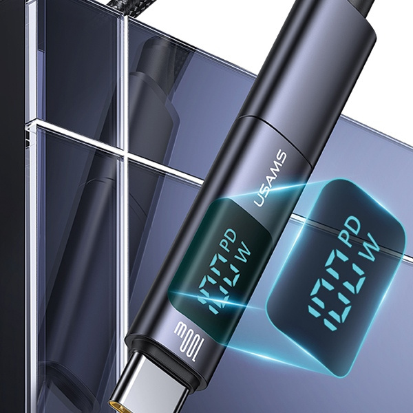 USAMS Adapter AU18 USB-C - USB-C Digital Display 100W stalowy/aluminium SJ682TC01 (US-SJ682)