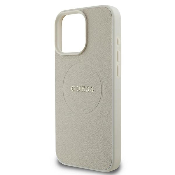 Etui Guess iPhone 16 Pro 6.3" beżowy/beige hardcase Grained Ring MagSafe