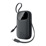Powerbank Baseus EnerFill FC31 10000mAh 22.5W z wyświetlaczem cyfrowym i 2 wbudowanymi kablami (USB-C + Lightning) - czarny