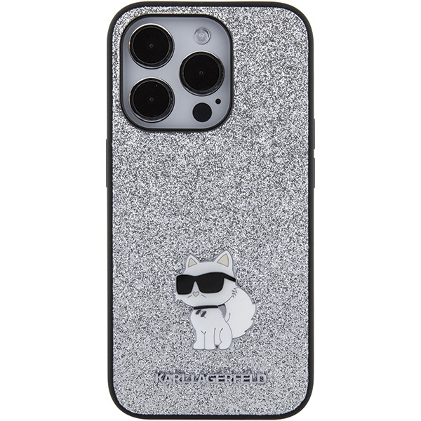 Etui Karl Lagerfeld KLHCP15LGCNPSG iPhone 15 Pro 6.1" srebrny/silver hardcase Fixed Glitter Choupette Logo Metal Pin
