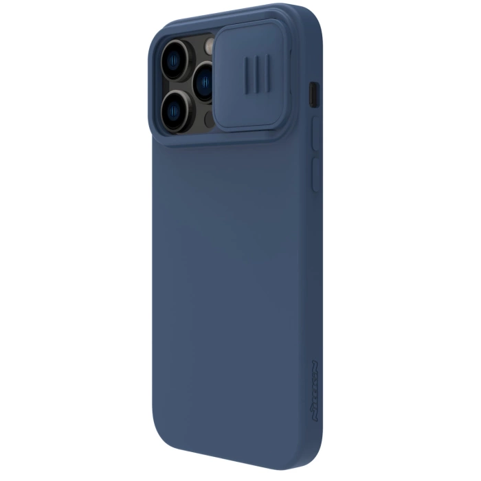 Etui Nillkin CamShield Silky Silicone Case etui iPhone 14 Pro Max silikonowy pokrowiec z osłoną na aparat niebieskie
