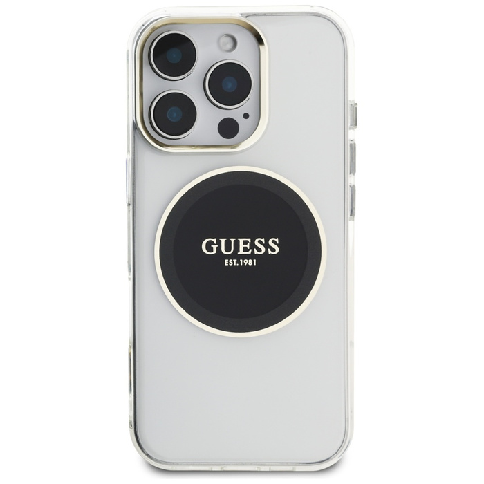 Etui Guess IML Metal Colored Circle      Classic Logo MagSafe do iPhone 16 Pro czarny