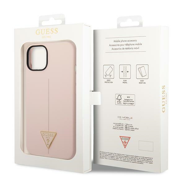 Etui GUESS Apple iPhone 14 Silicone Triangle Różowy Hardcase