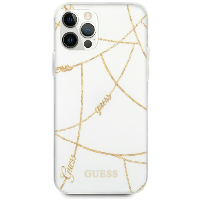 Etui GUESS Apple iPhone 12 Pro Max 6,7 Gold Chain Collection GUHCP12LPCUCHWH Biały Hardcase