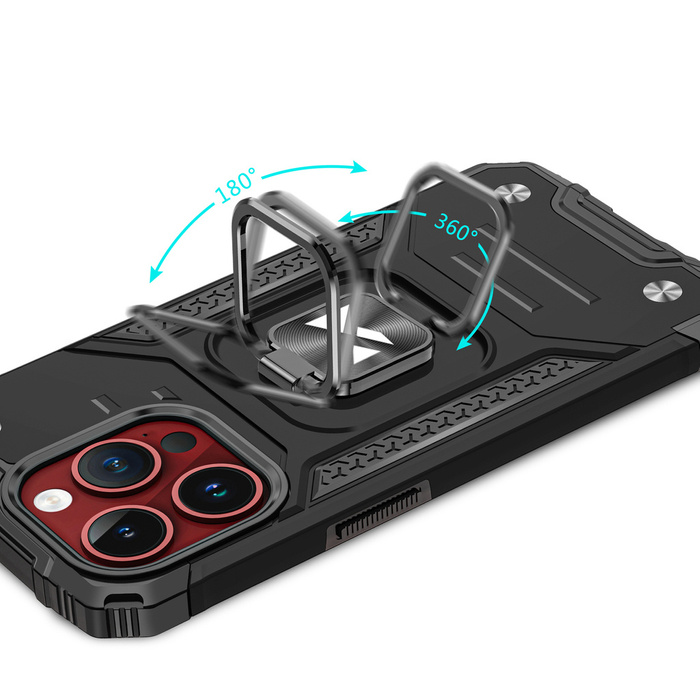 Etui Pancerne etui z uchwytem na palec do iPhone 15 Pro Wozinsky Ring Armor - czarne Case