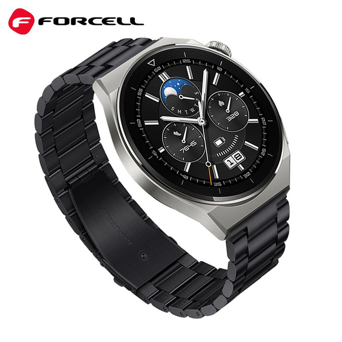 Pasek do Samsung Galaxy Watch Forcell F-Design FS06 zatrzask stal 22 mm czarny
