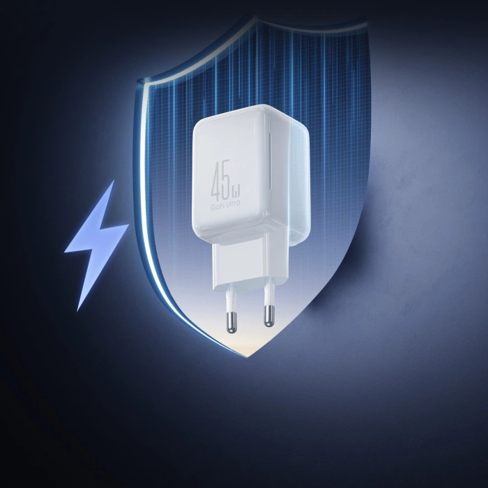 Ładowarka sieciowa Joyroom JR-TCL05 45W GaN z organizerem na kabel - biała