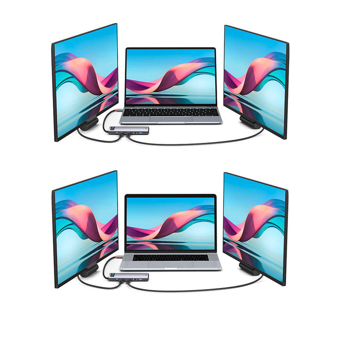 Baseus Metal Gleam wielofunkcyjny HUB USB Typ C 12w1 HDMI / DP / USB Typ C / minijack 3.5mm / RJ45 / SD (WKWG020213)