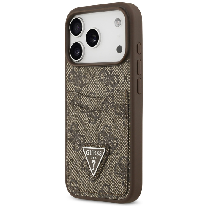 Etui Guess 4G Double Card Triangle do    iPhone 17 Pro brązowy