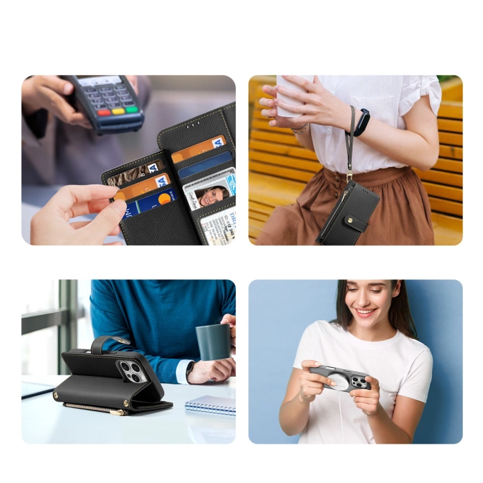 Etui skórzane Dux Ducis Lawa na iPhone 16 Pro - czarne