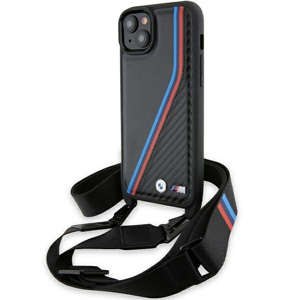 Etui Bmw Bmhcp15m23psvtk Iphone 15 Plus / 14 Plus 6.7" Czarny/black Hardcase M Edition Carbon Tricolor Lines & Strap Case