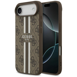 Etui Guess 4G Printed Stripes MagSafe do iPhone 17 Air brązowy