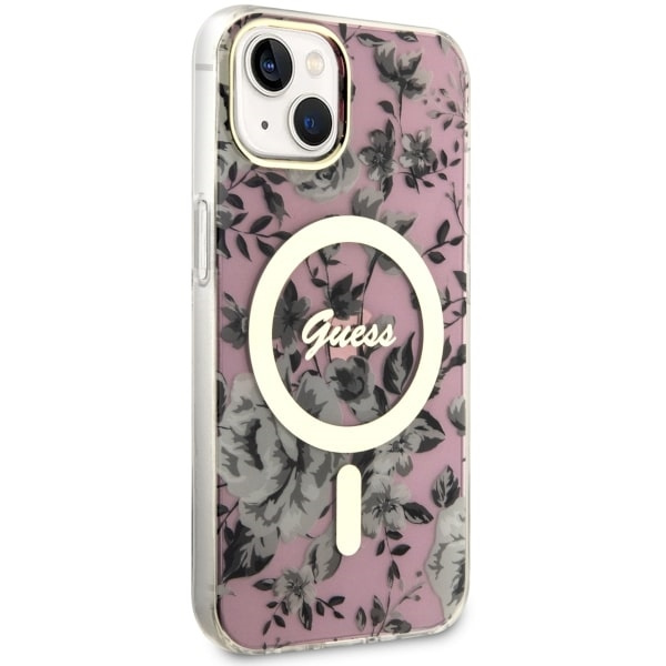 Etui Guess GUHMP14SHCFWSP iPhone 14 6.1" różowy/pink hardcase Flower MagSafe Case