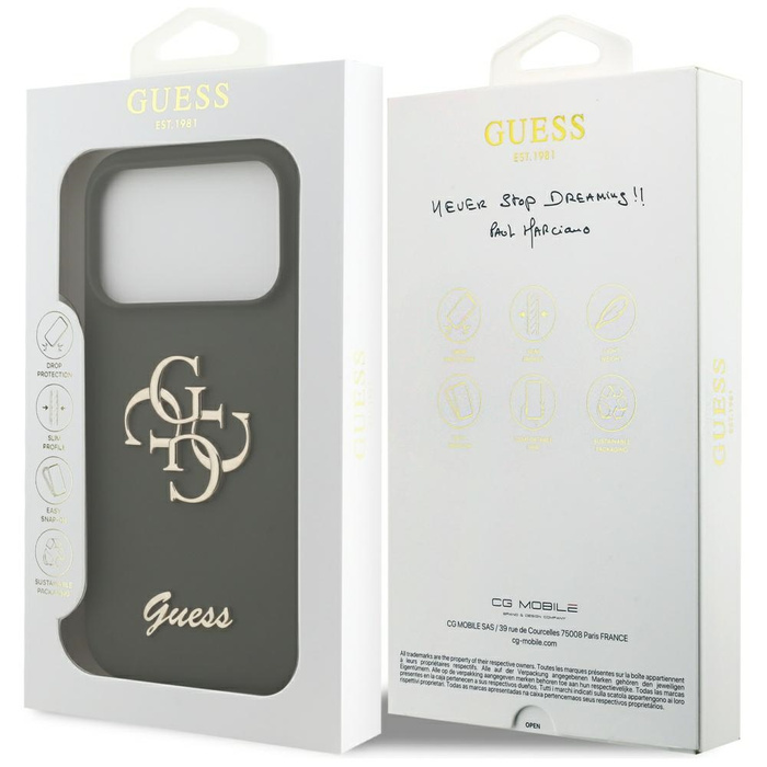 Etui Guess Silicone Big 4G Script do     iPhone 17 Pro khaki