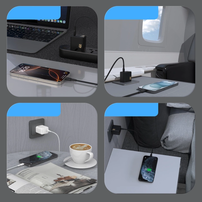 Ładowarka sieciowa Dudao A28C 45W GaN + kabel USB-C - czarna