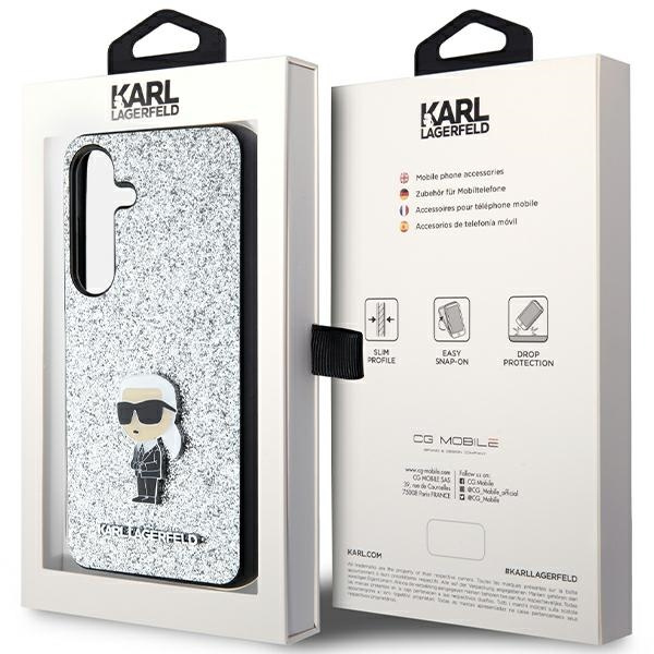 Etui Karl Lagerfeld KLHCS24SGCNPSG S24 S921 srebrny/silver hardcase Fixed Glitter Ikonik Logo Metal Pin Case