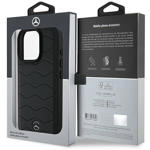Etui Mercedes iPhone 16 Pro 6.3" czarny/black hardcase MB Waves Leather