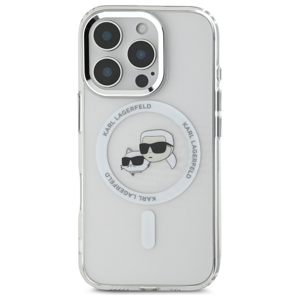Karl Lagerfeld KLHMP16LHLSKCH iPhone Pro 6.3" biały/white hardcase IML Metal Karl&Choupette Head MagSafe
