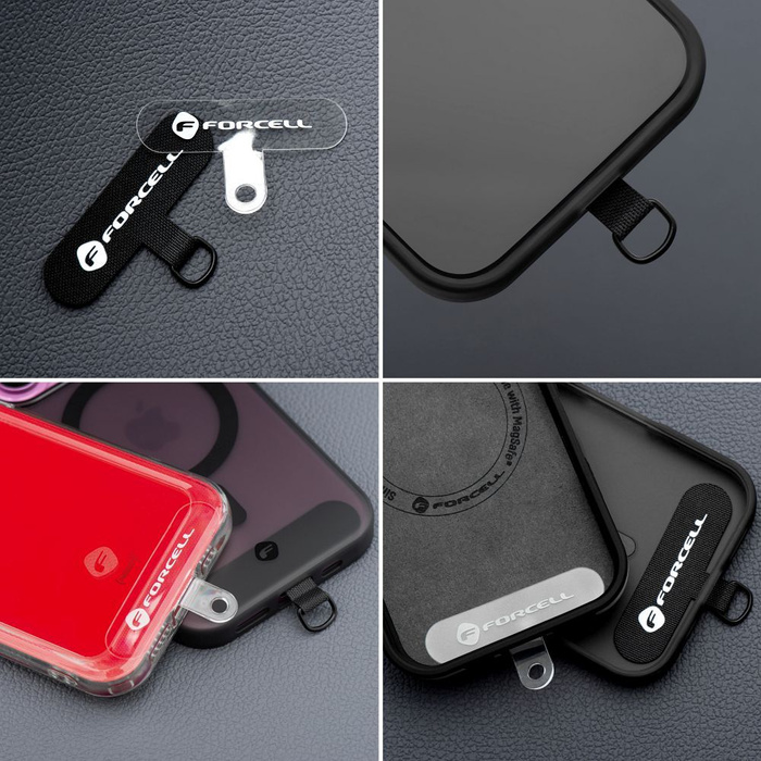 Smycz do telefonu crossbody z regulacją długości Forcell F-Design S10X165 (max 82,5cm w pętli) różowo biała