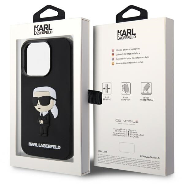 Etui Karl Lagerfeld KLHCP14L3DRKINK iPhone 14 Pro 6.1" czarny/black hardcase Rubber Ikonik 3D Case
