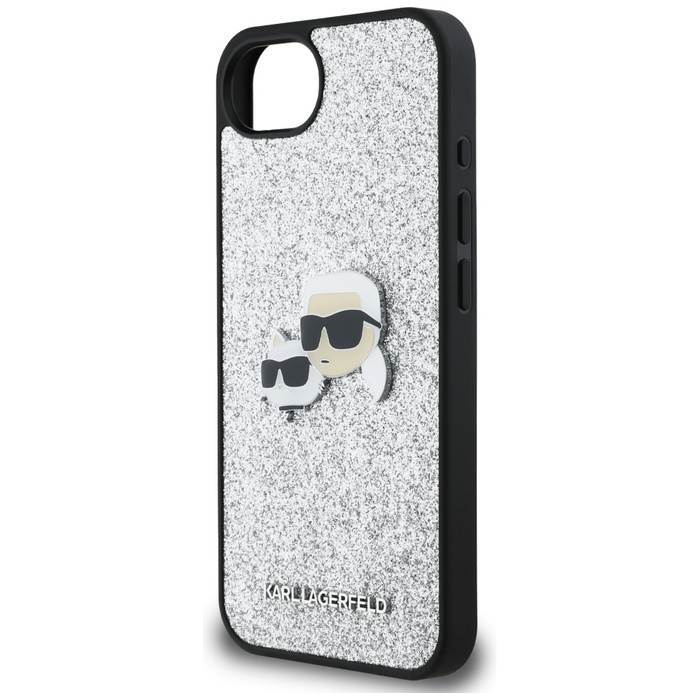 Etui Karl Lagerfeld Fixed Glitter Ikonik Metal Pin do iPhone 16e srebrny