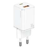 USAMS Ład. siec. 1xUSB-C+1xUSB T43 33W (only head) PD3.0 +QC3.0 Fast Charging biały/white CC144TC02 (US-CC144)