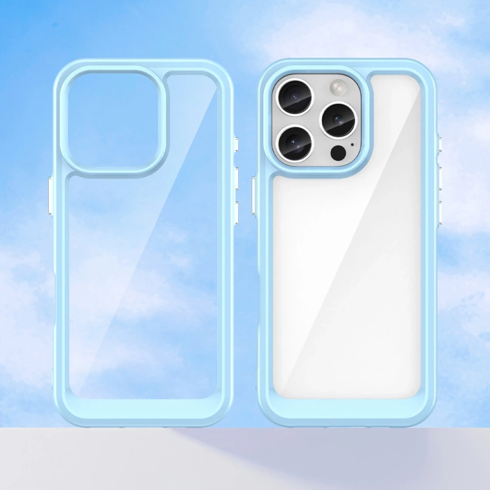 Etui Outer Space Case z żelową ramką do iPhone 16 Pro - niebieskie