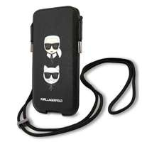 Torebka KARL LAGERFELD Telefon 6,7 Saffiano Ikonik Karl&Choupette Head Czarny Hardcase