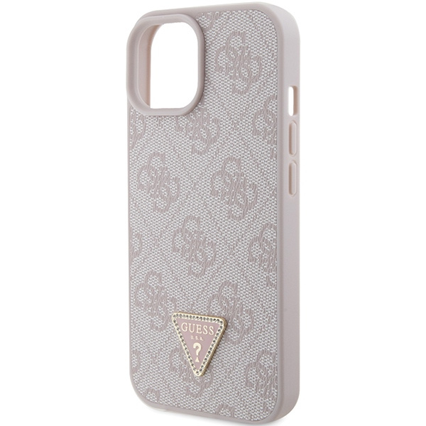 Etui Guess GUHCP15SP4TDPP iPhone 15 6.1" różowy/pink hardcase Leather 4G Triangle Strass