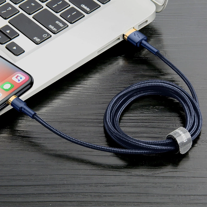 Kabel USB Lightning BASEUS Cafule 2.4A 1m złoto-granatowy