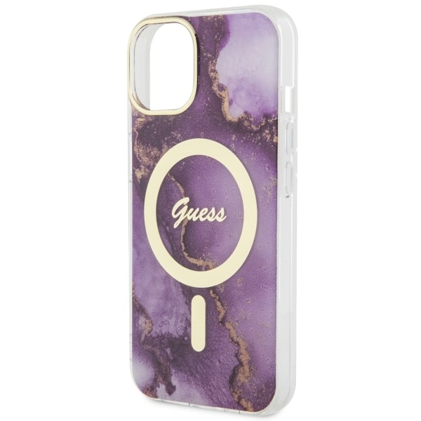 Etui Guess GUHMP14SHTMRSU iPhone 14 6.1" purpurowy/purple hardcase Golden Marble MagSafe Case