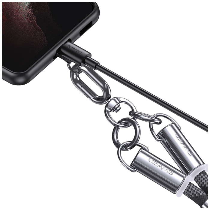 Smycz do telefonu z kablem do ładowania  Usams SJ745 60W USB-C do USB-C 1.2m zielony