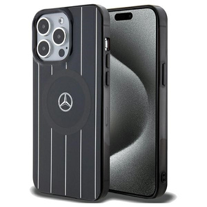 Etui Mercedes MEHMP15L23HRSK iPhone 15 Pro 6.1" czarny/black hardcase Double Layer Crossed Lines MagSafe Case