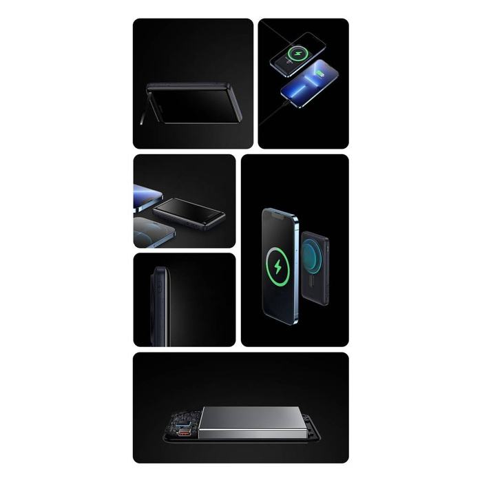 Baseus Magnetic Bracket powerbank z bezprzewodowym ładowaniem MagSafe 10000mAh 20W Overseas Edition biały (PPCX000202) z Kablem USB-C 0,5m