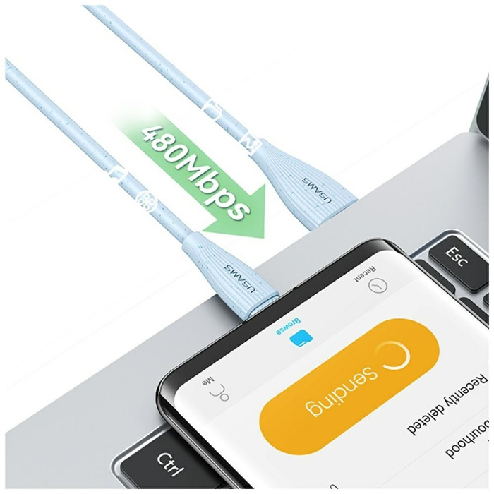 Kabel USAMS Green Series SJ714 18W 3A    USB-A do USB-C 1m niebieski