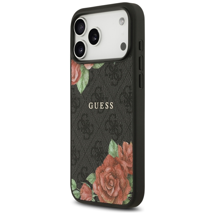 Etui Guess 4G Flowers Print MagSafe do   iPhone 17 Pro czarny