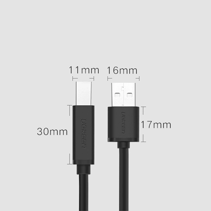 Kabel UGREEN US122 USB-A 2.0 USB-B 2.0 Do Drukarki Aktywny 10m Czarny
