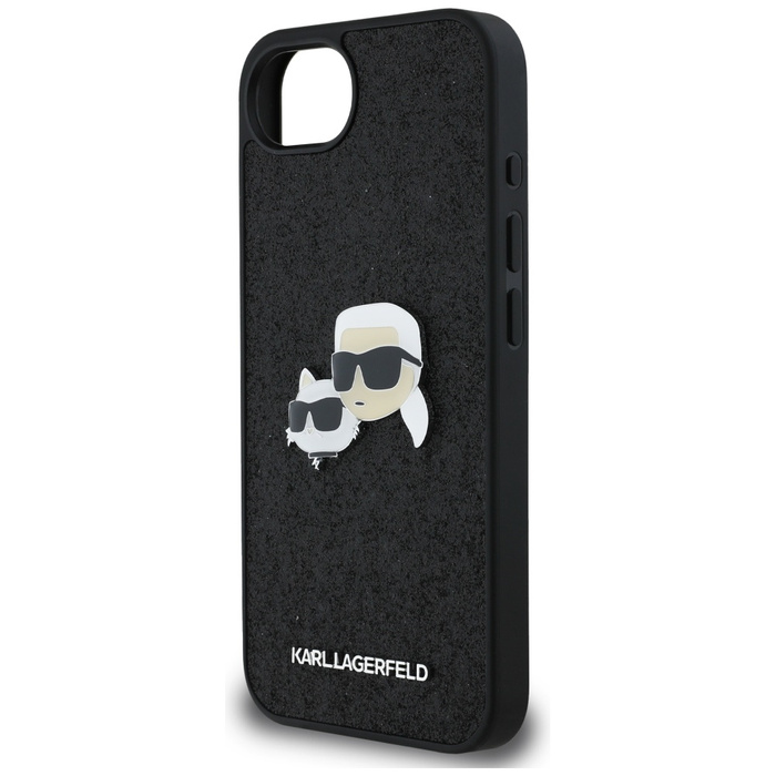 Etui Karl Lagerfeld Fixed Glitter        Karl&Choupette Heads Metal Pin do iPhone 16e czarny