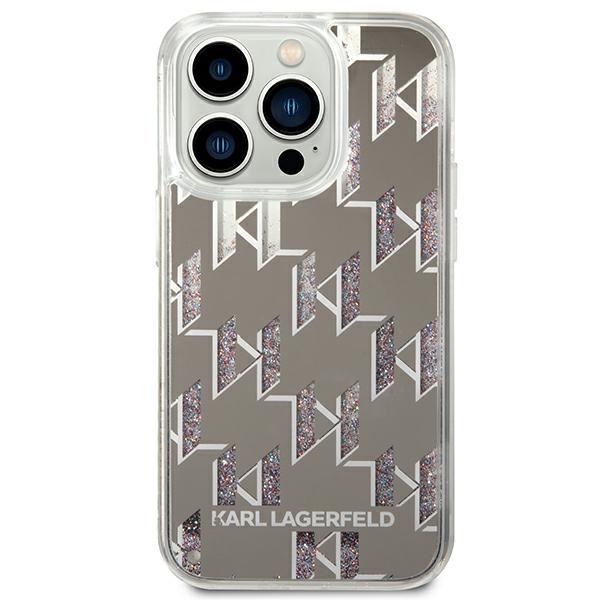 Etui KARL LAGERFELD Apple iPhone 14 Pro Max Liquid Glitter Monogram Srebrny Hardcase