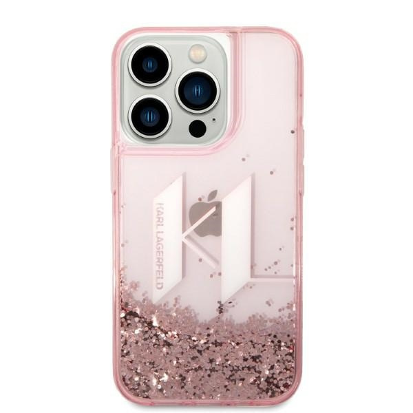 Etui KARL LAGERFELD Apple iPhone 14 Pro Liquid Glitter Big KL Różowy Hardcase