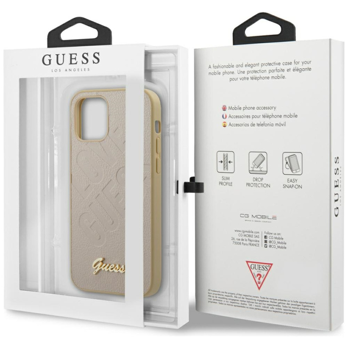 Etui GUESS Apple iPhone 12 Mini Iridescent Love Script Gold Logo Złoty Hardcase