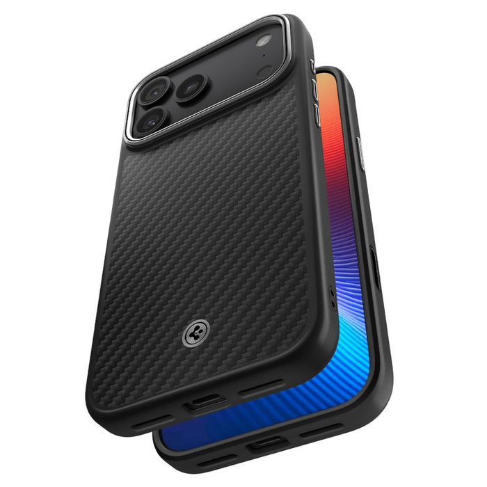 ETUI SPIGEN IPHONE 17 PRO ENZO ARAMID ”T” MAG MAGSAFE BLACK/SILVER