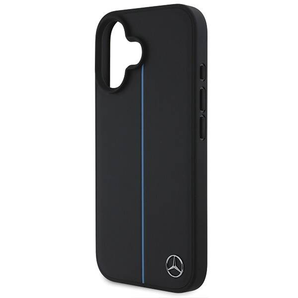Etui Mercedes iPhone 16  6.1" czarny/black hardcase MB Blue Line Leather MagSafe
